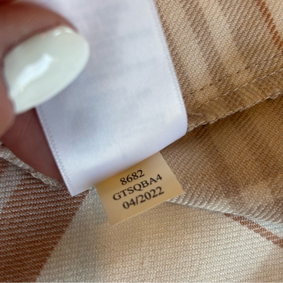 AEROPOSTALE Spaghetti Strap Plaid Mini Dress w/ Slit @ Hem Brown/Cream Sz L - Picture 6 of 14